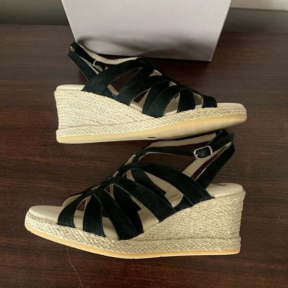 Amalfi by Rangoni Luca soft suede leather espadrille wedge sandal size 6 - Picture 4 of 10